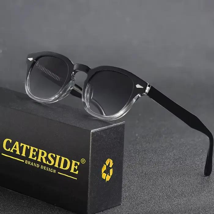 CATERSIDE rétro rond hommes lunettes de soleil Punk acide propionique broche Temple luxe lunettes de