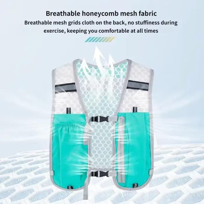 Gilet de rangement de bouteille d'eau courante, gilet de course léger, sac de poitrine d'eau d'hydratation réfléchissant avec support pour téléphone, gilet de cyclisme