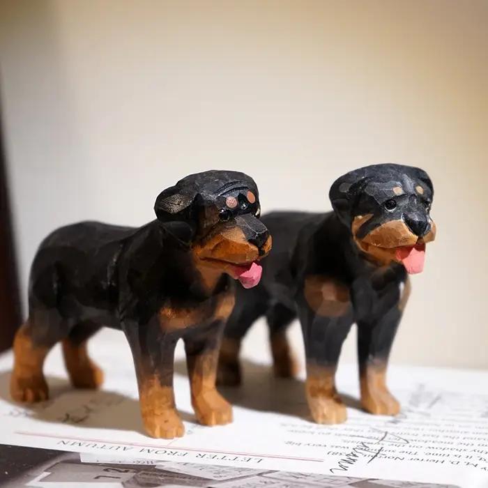 Rottweiler – sculpture sur bois faite à la main pour chien