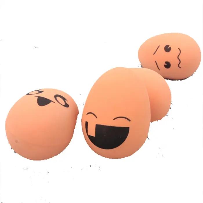 Mignon 1 pièces rebondissant réaliste oeuf petit chien chat jouet expression balle résistant à la mâcher drôle chiot formation interactif fournitures pour animaux de compagnie