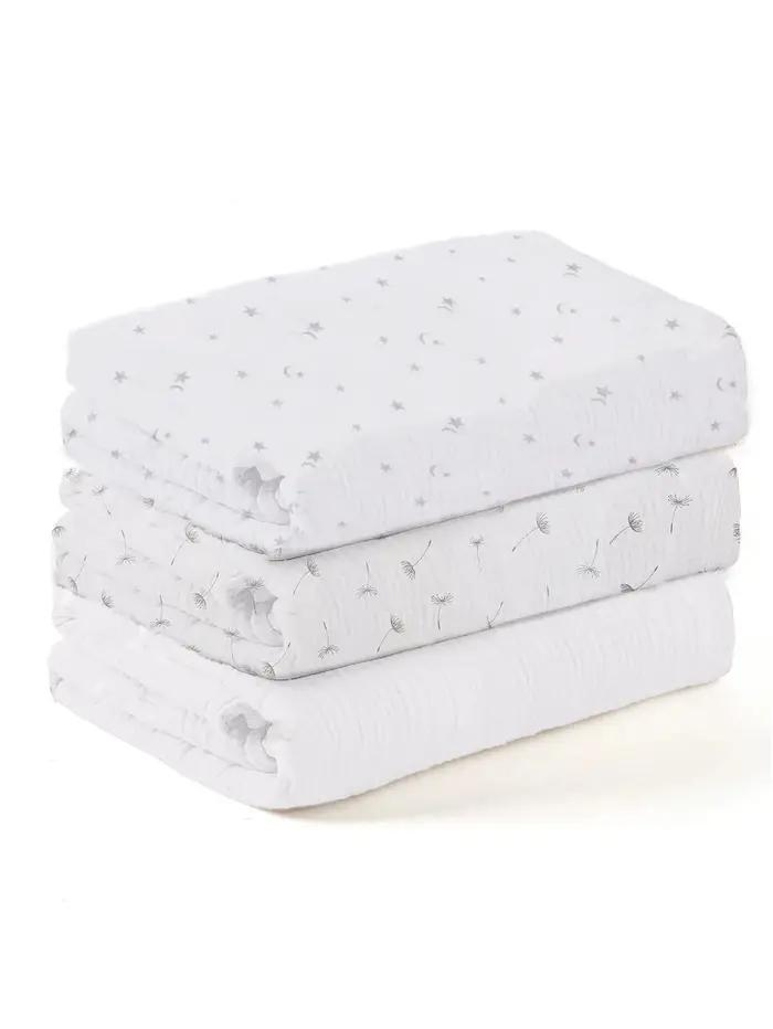 Lot de 3 langes en mousseline pour bébé
