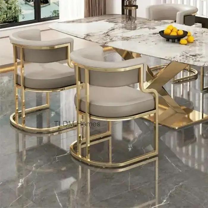 Chaises de salle à manger dorées de luxe, fauteuil à dossier en fer forgé, meubles de cuisine modern