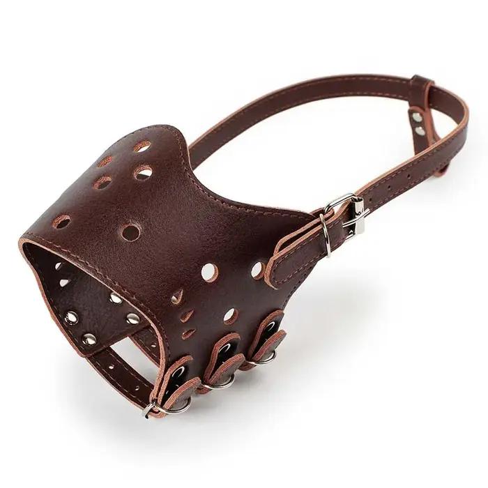 Muselière en cuir souple pour chiens, anti-morsure, sûre, réglable et respirante, pour petits et grands chiens, muselière pour Pitbull, Bouledogue français