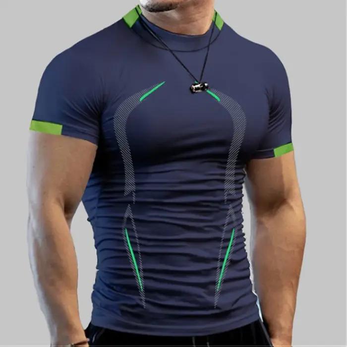 Hommes Compression Gym t-shirt à manches courtes musculation haut de Fitness