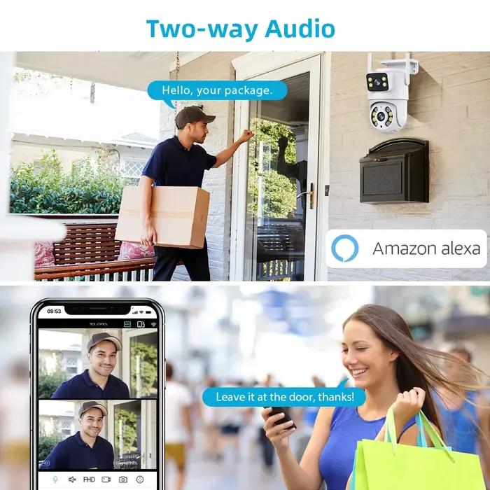 Caméra surveillance 4K 8MP Hiseeu double objectif zoom 4x détection IA - Sécurité extérieure ONVIF