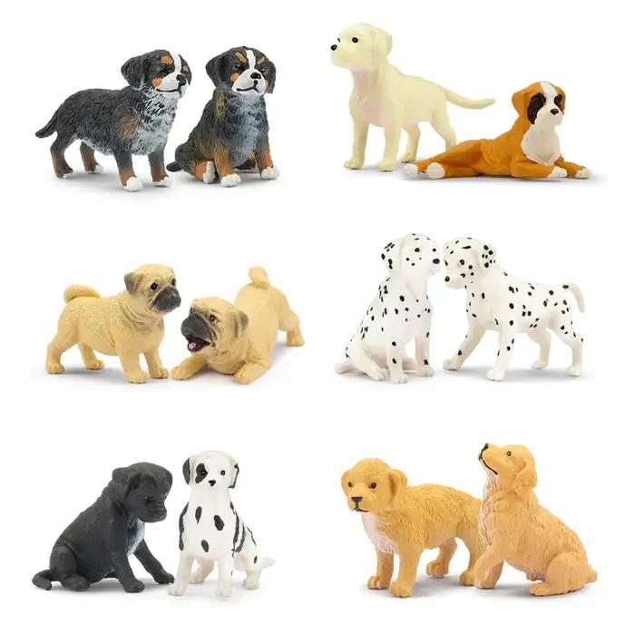 12 pièces Toymany Mini chien figurines d'animaux Simulation modèle d'animal de compagnie jouets pour enfants enfants coffret cadeau poupées à collectionner Figurines