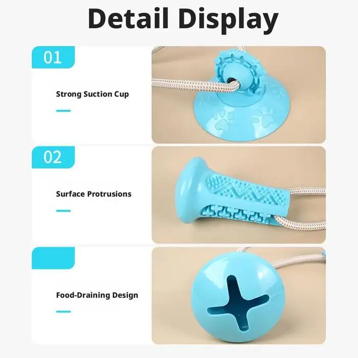 Jouet interactif pour chien à ventouse avec corde de traction et distributeur de nourriture