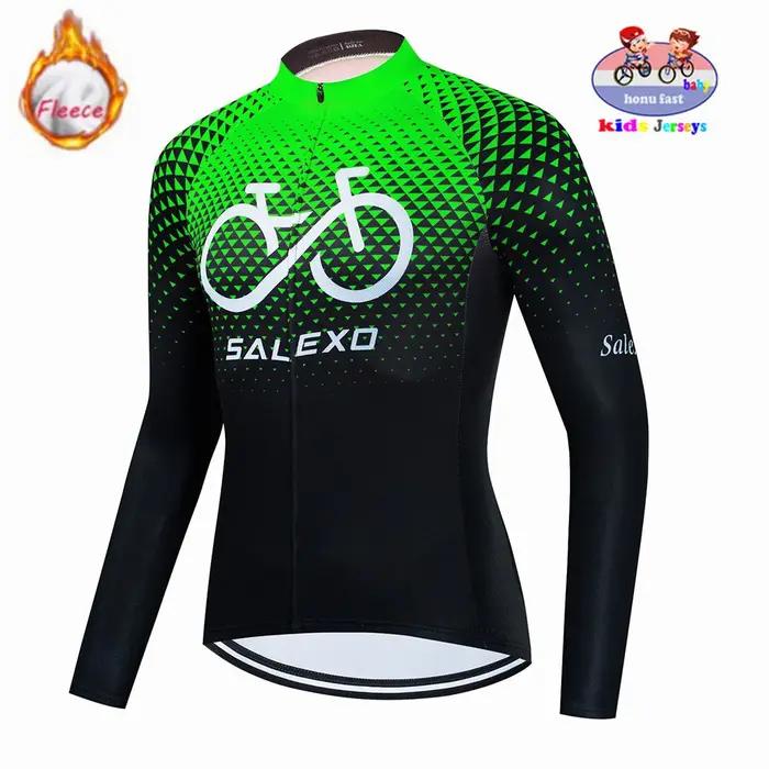 Vêtements de cyclisme en polaire pour enfants, maillot pour garder au chaud, veste de vélo, vêtement