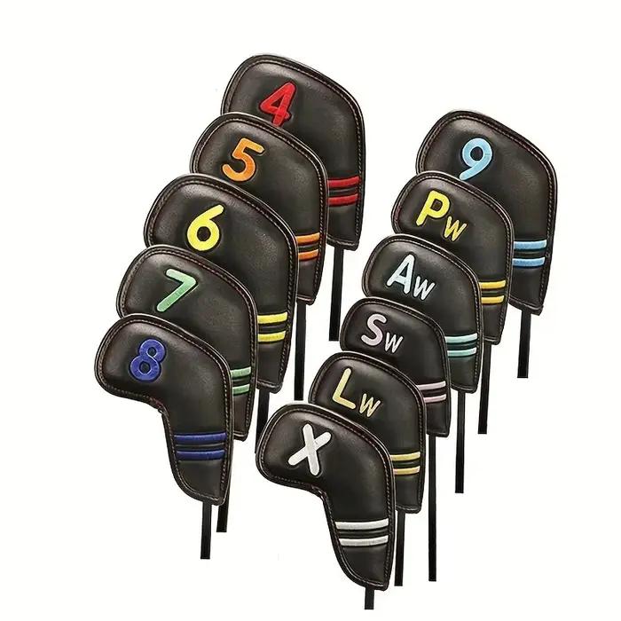 11 housses de tête de club de golf en matériau imperméable avec attaches Velcro