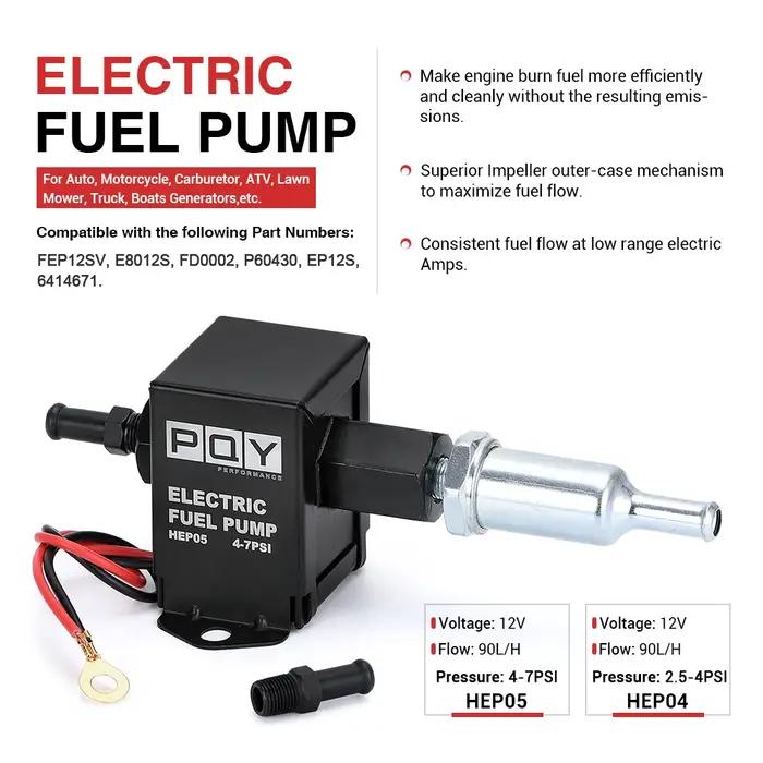 Pompe à carburant électronique universelle en ligne 12V, 4-7psi, haute pression 90LPH, gaz, essence,