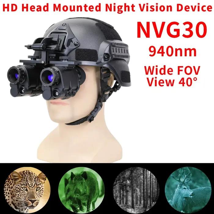 Monoculaire vision nocturne NVG30 casque 40° - Jumelles infrarouges 1080P IP67 chasse large champ