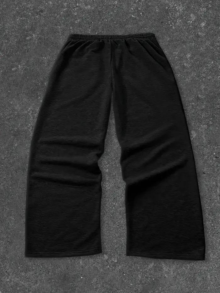 2025 Pantalon à jambes larges noir pour hommes à la mode Grande croix blanche imprimée Pantalon hip-