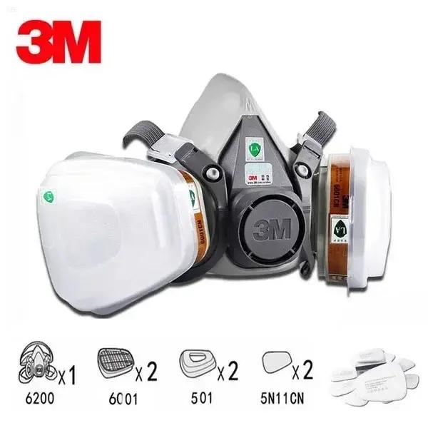 Masque à gaz 3M 6200 pour peinture en aérosol protection contre la poussière et les gaz respirateur demi-masque réutilisable pour artistes artisans et techniciens