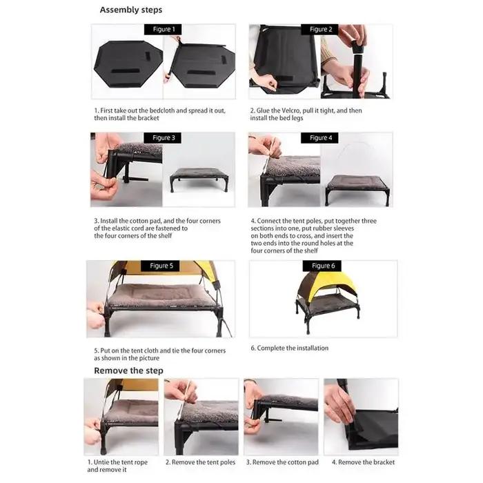 Lit surélevé pour animaux de compagnie tente d'ombrage sac de transport respirant camping extérieur confortable ombrage et protection pour chiens et chats occasions spéciales