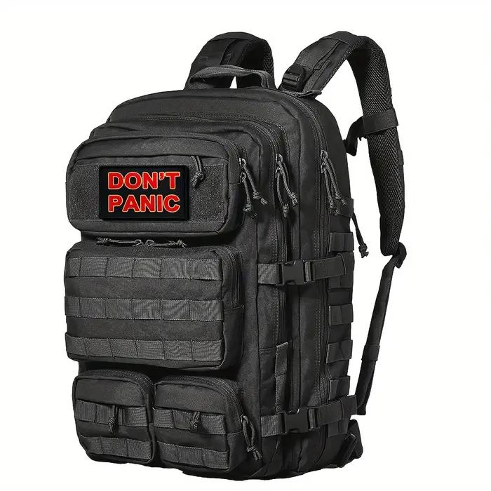 Patch NON'T PANIC en tissu rouge avec support crochet et boucle pour personnalisation vêtements et accessoires occassions spéciales