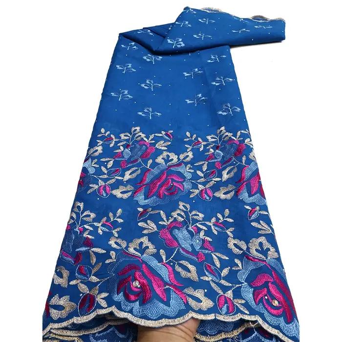 Tissu africain en dentelle de coton brodé