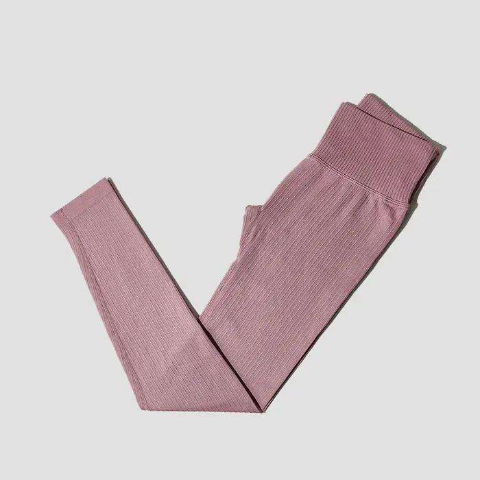 Leggings de yoga sans couture pour femmes, pleine longueur, polyester et nylon, pour entraînement et yoga, couleurs variées, ajustement taille haute