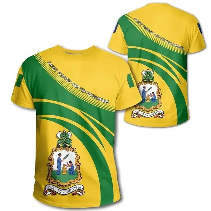T-Shirt Saint Vincent et les Grenadines imprimé en 3D pour homme et femme, décontracté, hip hop, casual, pour toutes occasions, printemps, été, automne