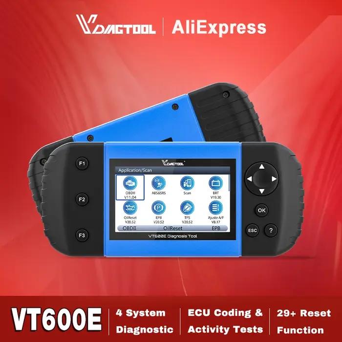 VDIAGTOOL VT600 Elite Scanner de Diagnostic de voiture moteur ABS SRS EPB Service d'huile réinitialiser VT600e outils de numérisation automatique 19 mise à jour gratuite à vie