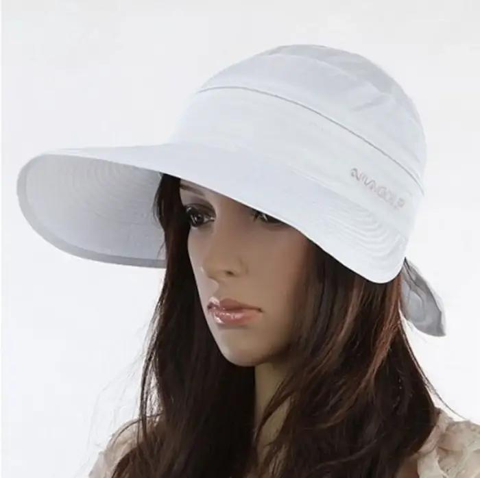 Casquette d'extérieur pour femmes anti-uv sport polyester chapeau de soleil large bord plage été printemps