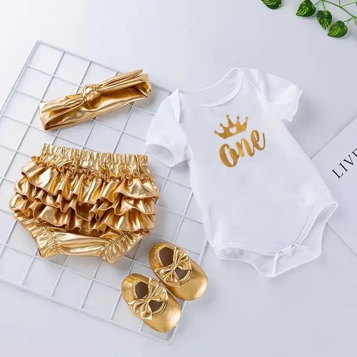 Vêtements pour nouveau-né, body pour nouveau-né, haut à manches courtes, vêtements d'anniversaire d'un an, barboteuse pour enfants filles