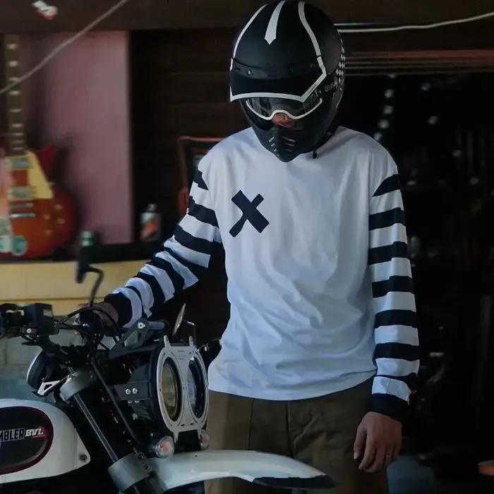 Combinaison de moto blanche d'été résistante à la transpiration pour homme pour descente et courses tout-terrain