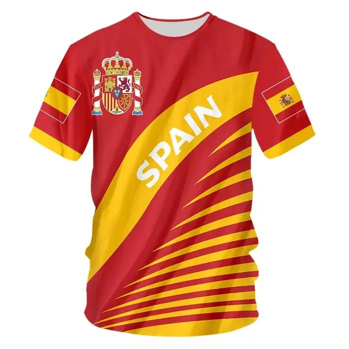 Espagne drapeau blason T-shirt homme impression 3D hommes femmes à manches courtes