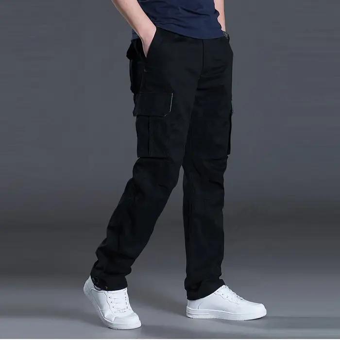 Pantalon cargo droit homme à poches à rabat 2025 - Pants loose casual outdoor travail randonnée tactique