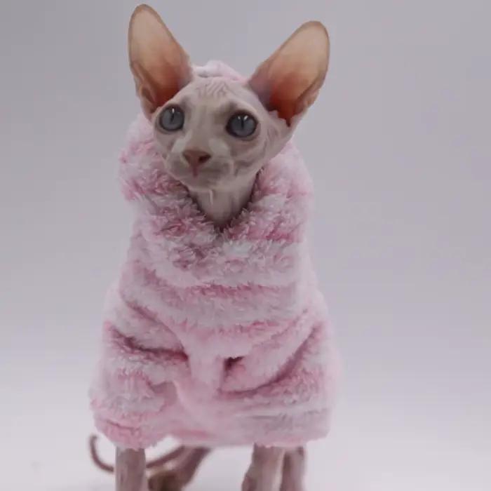 Cardigan en laine de vison pour animaux de compagnie, veste épaisse pour chat Sphinx, vêtements sans