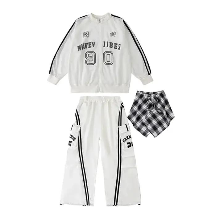 Enfants garçons filles Streetwear Hiphop maille Baseball veste pantalon ensembles