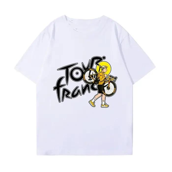 T-shirt Cyclisme Tour de France Pogacha – Nouvelle Collection Été – Col Rond – Vélo de Route – Coton