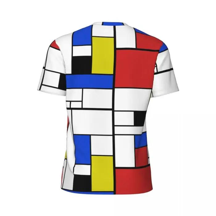 Mondrian Line t-shirt hommes coloré Plaid Style de rue course T-Shirts respirant été mode T-Shirts conception vêtements surdimensionnés