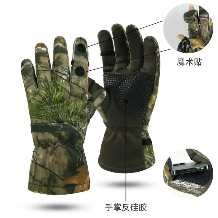 Gants de chasse camouflage bionique unisexe – Doublés en polaire