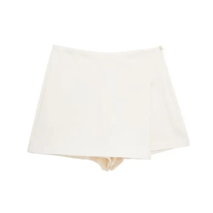 Jupe-short asymétrique en polyester vintage haute taille pour femmes élégantes et confortables occassions spéciales