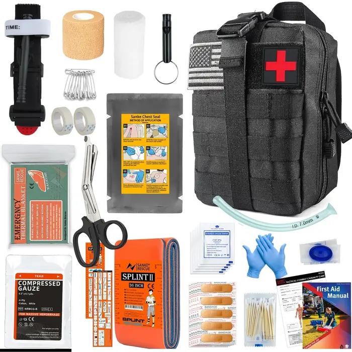 Kit de survie, équipement de survie de premiers secours, système Molle, sac Compatible tremblement de terre en plein air IFAK EDC, randonnée, chasse, cadeaux pour hommes