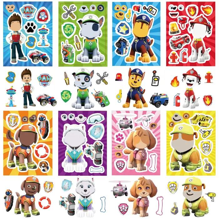 8/16 feuilles faire un visage patte patrouille Puzzle dessin animé autocollants bricolage Ryder Chas