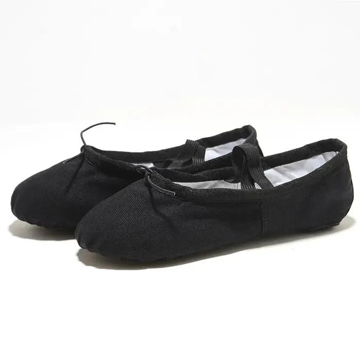 Chaussures de ballet plates en toile pour filles et femmes