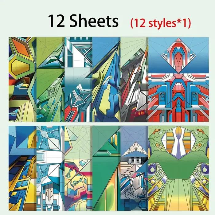 Kit d'avions en papier de 12 styles, papier origami coloré, avion artisanal fait à la main, cadeau p