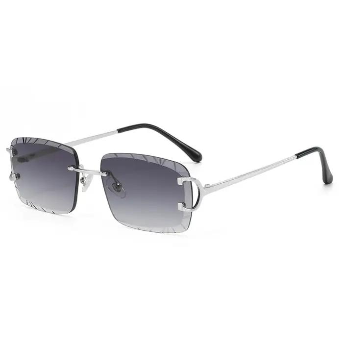 Lunettes Carrées sans Monture Tendance Punk pour Hommes et Femmes Occasions Extérieures Lunettes de Soleil Mode Bleu Café Clair Gris Gris Dégradé Photochromique Noir Vert
