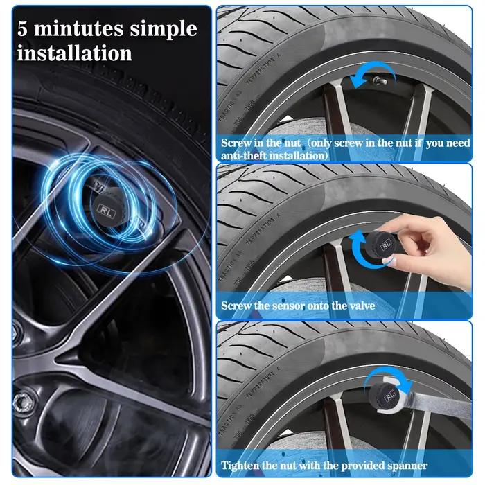 Système de surveillance de la pression des pneus TPMS avec capteurs internes et externes pour quatre roues occasionnels et passionnés de sécurité routière