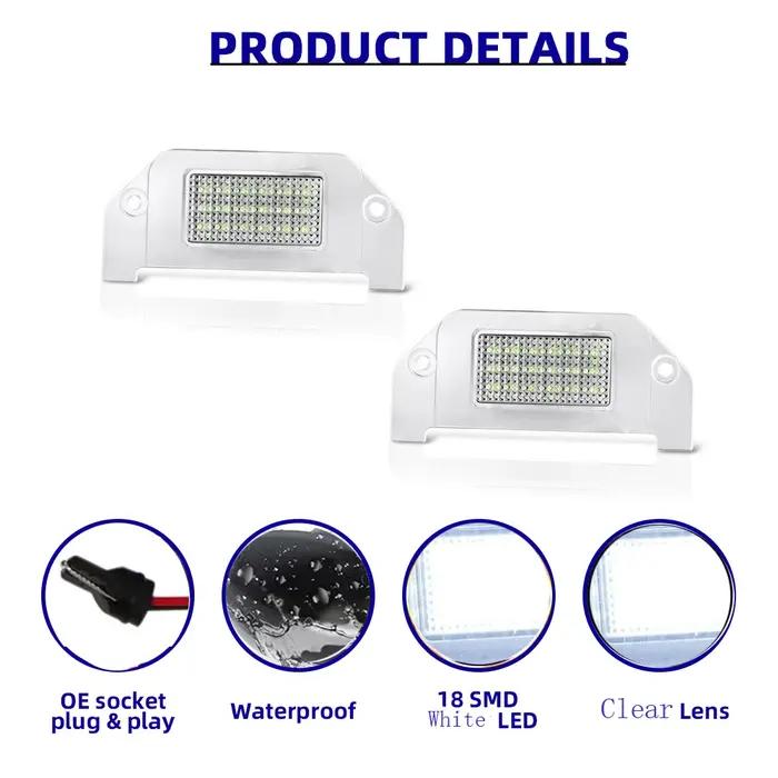 Ensemble d'éclairage de plaque d'immatriculation LED SMD complet, blanc pur, LH + RH pour 05-14, fus