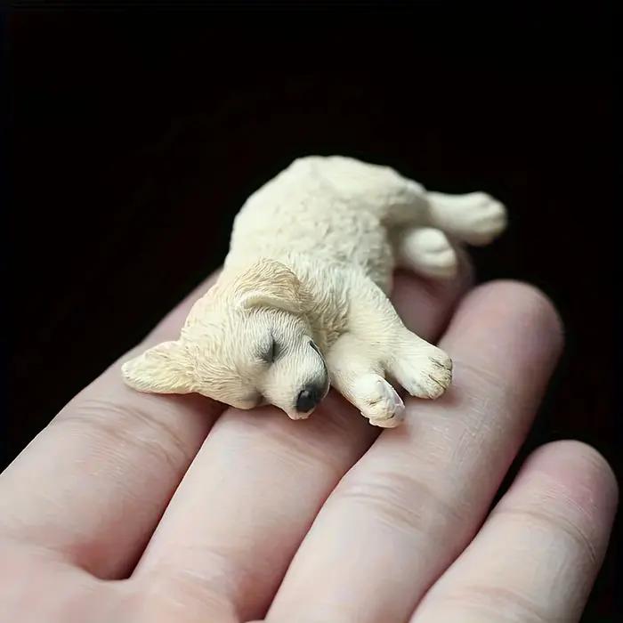2 figurines de chien Golden Retriever en résine