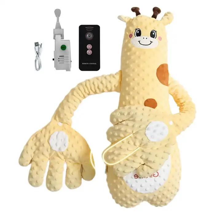 Poupée qui tapotée avec paume apaisante 3 Modes Télécommande Oreiller Électrique pour les Mains Animaux Peluche Sucettes Sommeil Pour Enfant Bébé Moments Transition Endormissement Cadeau Occasionnels