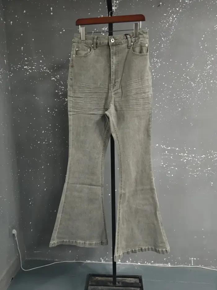 PFNW froissé Design Vintage homme jean haute rue pleine longueur lavé pantalon à jambes larges à la mode botte coupe