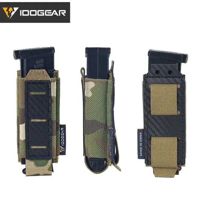 Étui chargeur tactique IDOGEAR fibre carbone 9mm anti-dérapant léger 2 pièces compatible MOLLE
