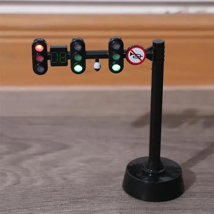 Jouet de signalisation de sécurité, signes lumineux, Mini modèle d'arrêt, accessoires de jouets, blocs de construction de feux de circulation pour fille et garçon