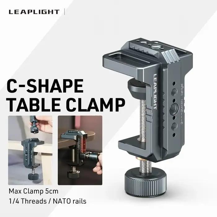 Support de caméra de bureau LEAPLIGHT avec pince en C et fixation NATO 1/4'' pour studio photo, vidéo, appareils photo reflex numériques, caméras, bureaux, tiges, crochets, étagères
