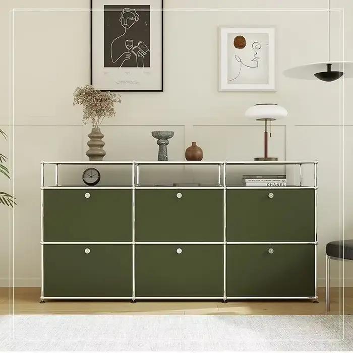 Commode moderne en acier inoxydable vert Olive, meuble TV, Module de rangement, combinaison de buffe