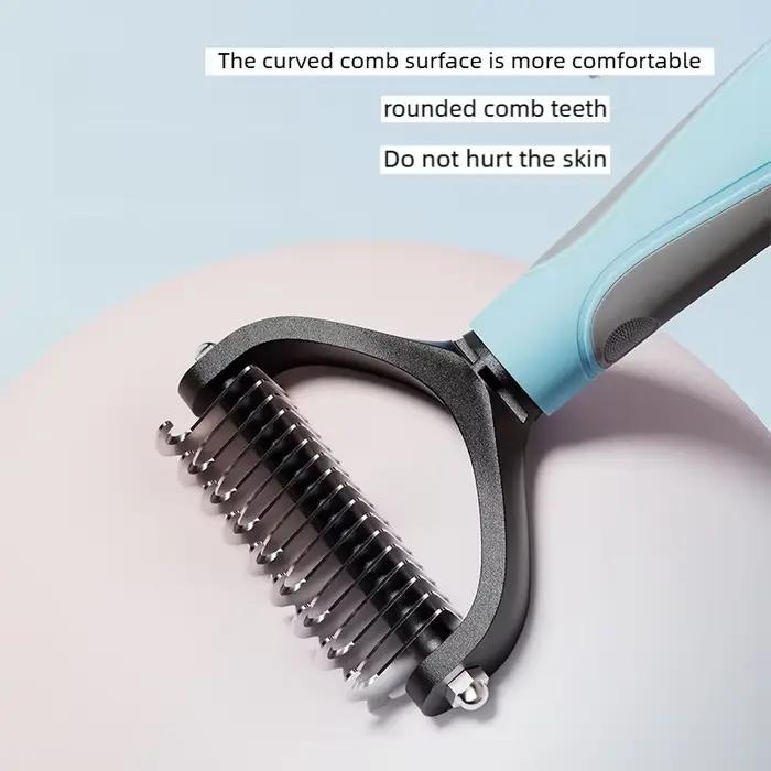 Brosse de toilettage double face pour animaux de compagnie - Outil de démêlage et de réduction des poils morts - Peigne pour chien en acier inoxydable avec des résultats efficaces