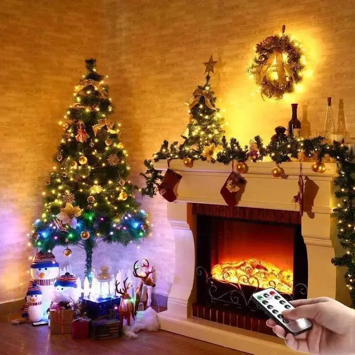 Guirlande lumineuse féerique étanche à piles, décoration de fête de noël et de mariage, télécommande